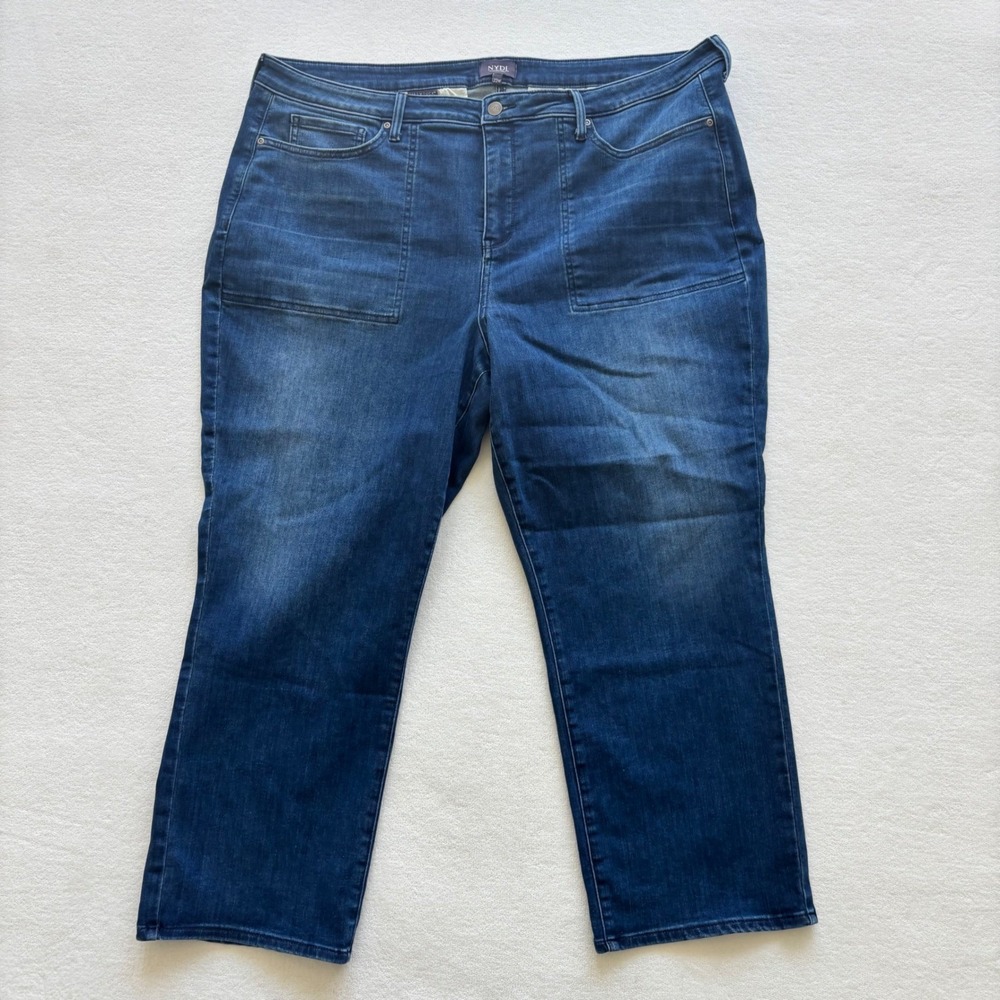 NYDJ Lift Tuck Straight Leg Jeans Womens 22W Blue Denim Slimming Stretch